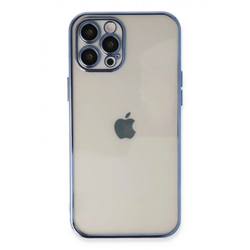 Durukar®  iPhone 12 Pro Kılıf  Lensli Silikon - Açık Mavi