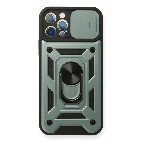 Durukar®  iPhone 12 Pro Kılıf Pars Lens Yüzüklü Silikon - Yeşil