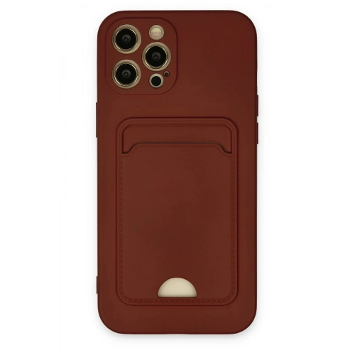 Mey İthalat®  iPhone 12 Pro Max Kılıf Kelvin Kartvizitli Silikon - Bordo
