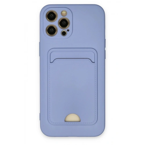 Mey İthalat®  iPhone 12 Pro Max Kılıf Kelvin Kartvizitli Silikon - Lila