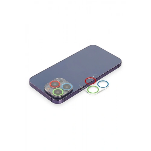 Mey İthalat®  iPhone 12 Pro Max Renkli Kamera Lens Koruma Cam - Mavi-Yeşil
