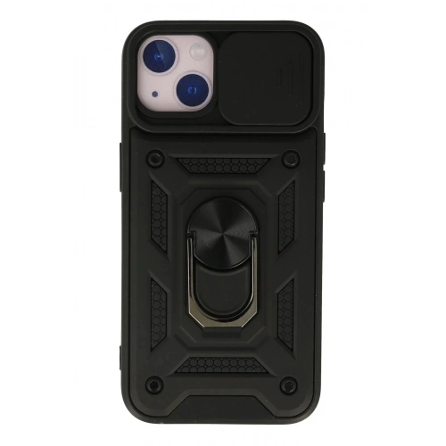 Mey İthalat®  iPhone 13 Kılıf Pars Lens Yüzüklü Silikon - Siyah
