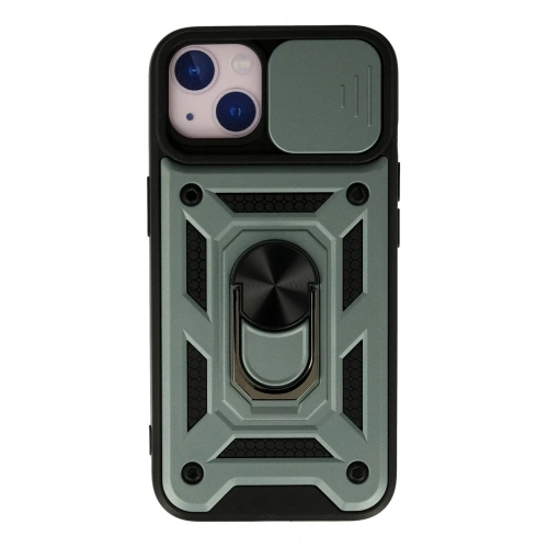 Durukar®  iPhone 13 Kılıf Pars Lens Yüzüklü Silikon - Yeşil