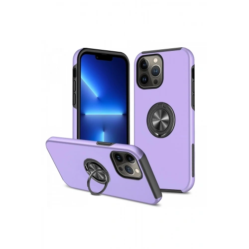 Durukar®  iPhone 13 Pro Kılıf Elit Yüzüklü Kapak - Mor