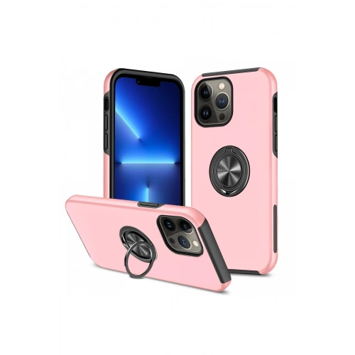 Durukar®  iPhone 13 Pro Kılıf Elit Yüzüklü Kapak - Pembe