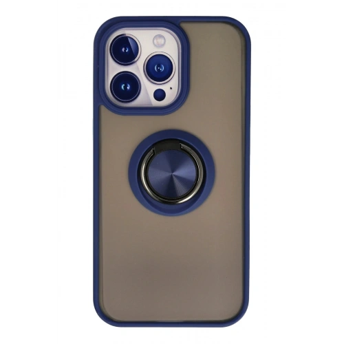 Durukar®  iPhone 13 Pro Kılıf Montreal Yüzüklü Silikon Kapak - Lacivert