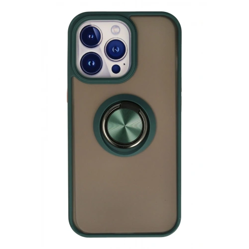 Durukar®  iPhone 13 Pro Kılıf Montreal Yüzüklü Silikon Kapak - Yeşil
