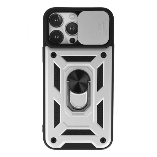 Durukar®  iPhone 13 Pro Kılıf Pars Lens Yüzüklü Silikon - Gümüş