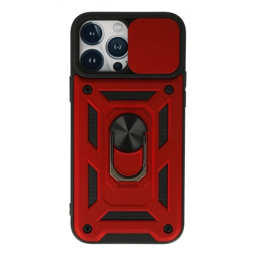 Durukar®  iPhone 13 Pro Kılıf Pars Lens Yüzüklü Silikon - Kırmızı