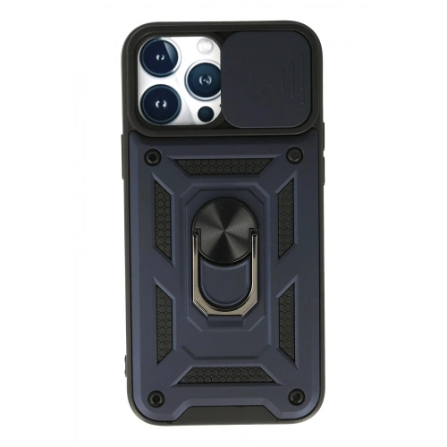Durukar®  iPhone 13 Pro Kılıf Pars Lens Yüzüklü Silikon - Lacivert