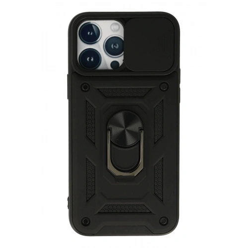 Durukar®  iPhone 13 Pro Kılıf Pars Lens Yüzüklü Silikon - Siyah