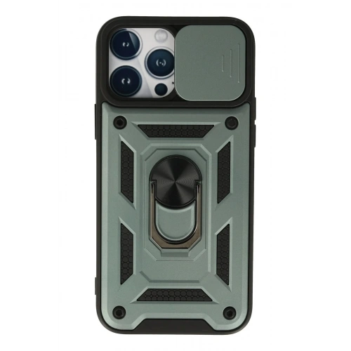 Durukar®  iPhone 13 Pro Kılıf Pars Lens Yüzüklü Silikon - Yeşil