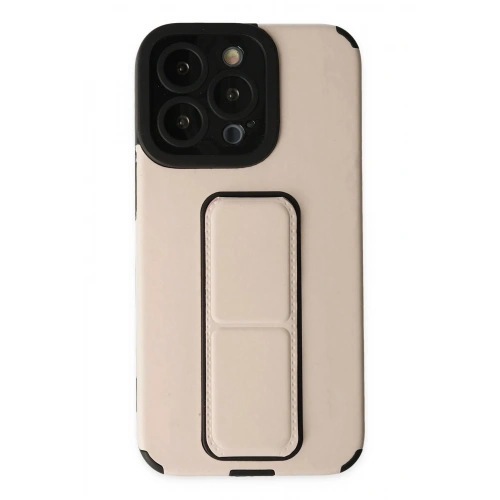 Mey İthalat®  iPhone 13 Pro Max Kılıf Mega Standlı Silikon - Gold