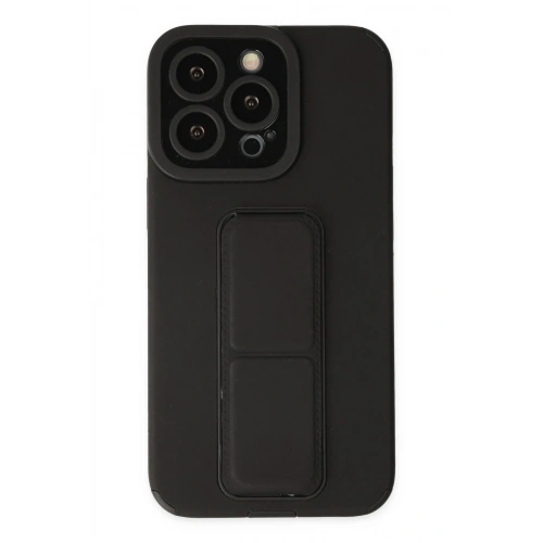 Mey İthalat®  iPhone 13 Pro Max Kılıf Mega Standlı Silikon - Siyah