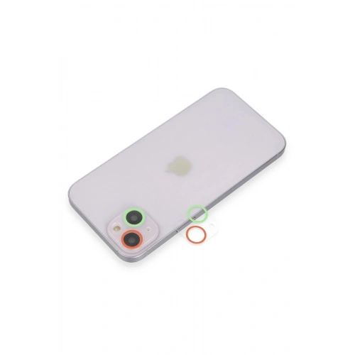Mey İthalat®  iPhone 13 Renkli Kamera Lens Koruma Cam - Yeşil-Pembe