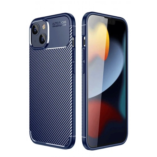 Durukar®  iPhone 14 Kılıf Auto Focus Karbon Kapak - Lacivert