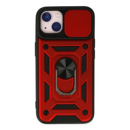 Durukar®  iPhone 14 Kılıf Pars Lens Yüzüklü Silikon - Kırmızı