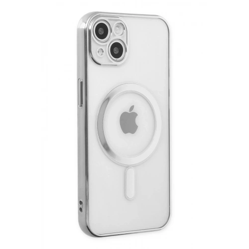 Durukar®  iPhone 14 Plus Kılıf Magneticsafe Lazer Silikon - Gümüş