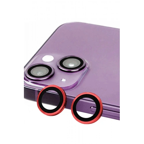 Mey İthalat®  iPhone 14 Plus Raze Metal Kamera Lens - Kırmızı