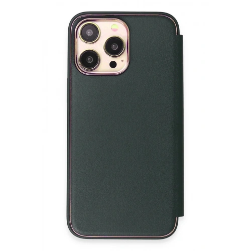 Durukar®  iPhone 14 Pro Kılıf Dolpin Kapaklı - Koyu Yeşil