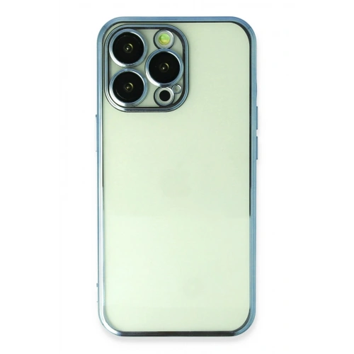 Mey İthalat®  iPhone 14 Pro Max Kılıf  Lensli Silikon - Açık Mavi