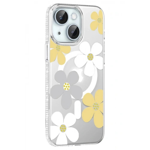 Durukar®   iPhone 15 Floral Magsafe Kapak - Sarı