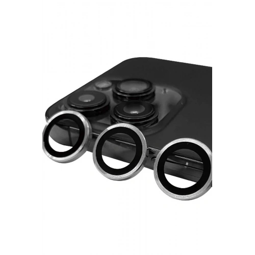 Mey İthalat®  iPhone 15 Pro Max Raze Metal Kamera Lens - Gümüş
