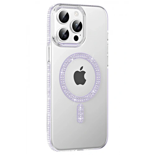 Durukar®   iPhone 15 Pro Move Taşlı Magsafe Kapak - Lila