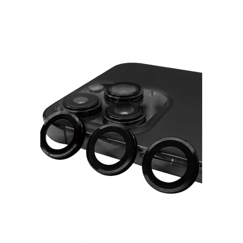 Mey İthalat®  iPhone 15 Pro Raze Metal Kamera Lens - Siyah