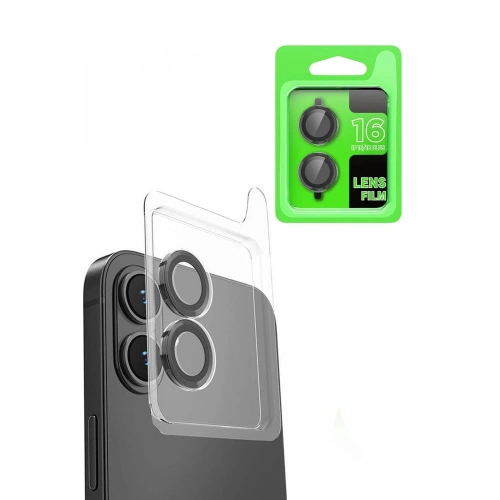 Mey İthalat®  iPhone 16 Plus Raze Metal Kamera Lens - Siyah