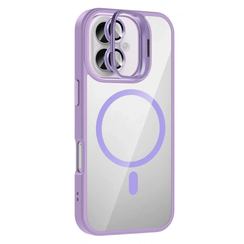 Durukar®   iPhone 17 Remim Lensli Magsafe Standlı Kapak - Lila