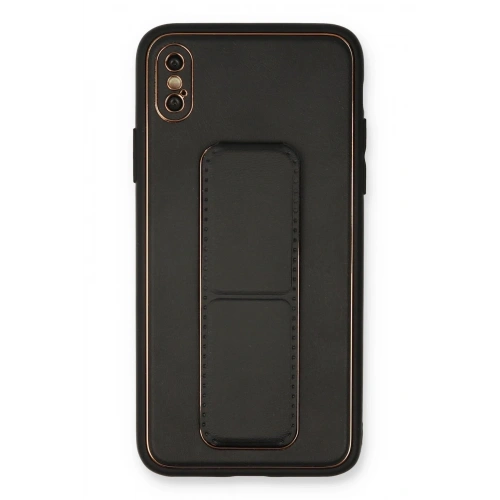 Durukar®  iPhone XS Max Kılıf Coco Deri Standlı Kapak - Siyah