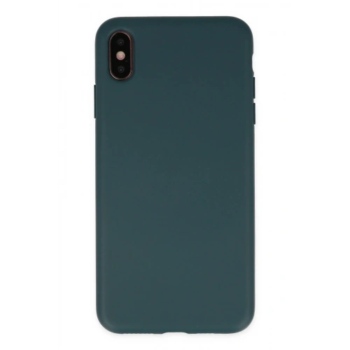 Durukar®  iPhone XS Max Kılıf Nano içi Kadife Silikon - Koyu Yeşil