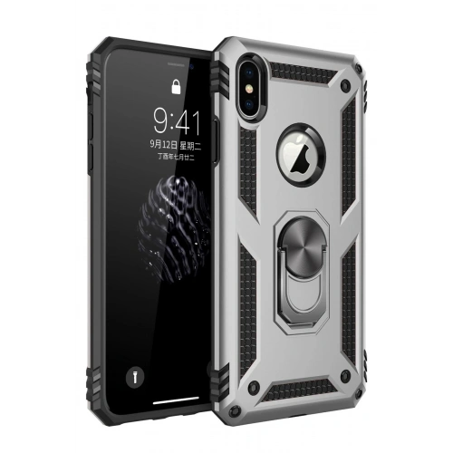 Durukar®  iPhone XS Max Kılıf Sofya Yüzüklü Silikon Kapak - Gümüş