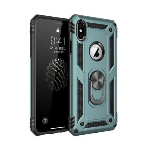 Durukar®  iPhone XS Max Kılıf Sofya Yüzüklü Silikon Kapak - Yeşil