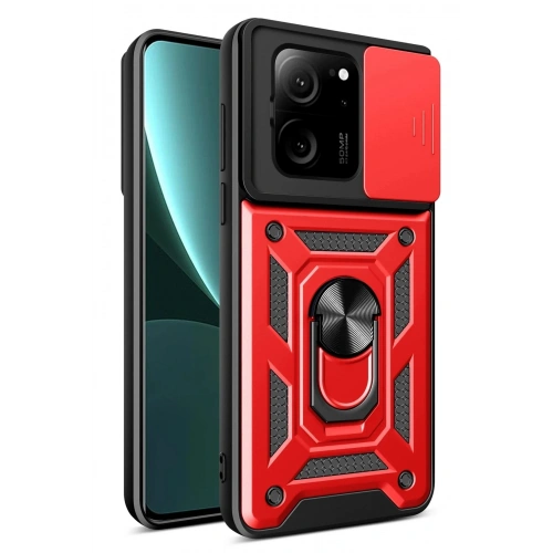 Durukar®   Mi 13T Pro Kılıf Pars Lens Yüzüklü Silikon - Kırmızı