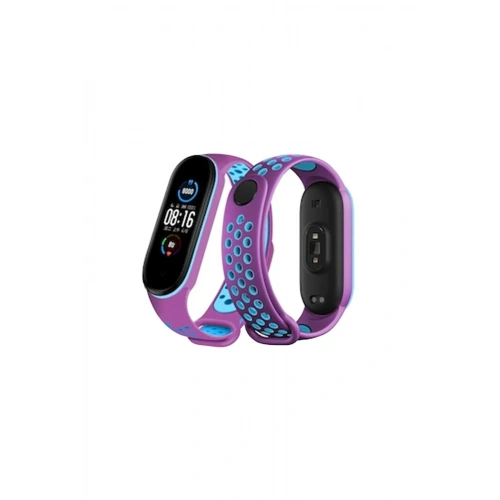 Durukar®   Mi Band 6 Spor Delikli Kordon - Mor-Mavi