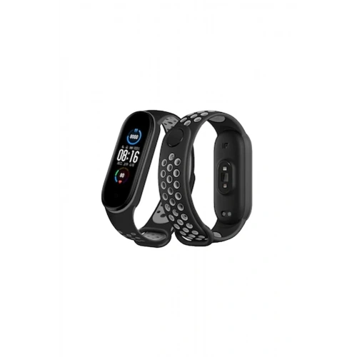 Durukar®   Mi Band 7 Spor Delikli Kordon - Siyah-Gri