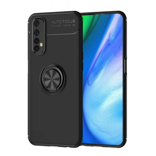 Durukar®  Realme 7 Kılıf Range Yüzüklü Silikon - Siyah