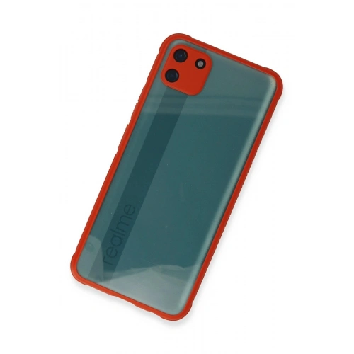 Durukar®  Realme C11 Kılıf Miami Şeffaf Silikon - Kırmızı