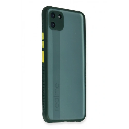 Durukar®  Realme C11 Kılıf Miami Şeffaf Silikon - Koyu Yeşil