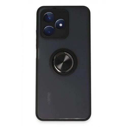 Durukar®  Realme C53 Kılıf Montreal Yüzüklü Silikon Kapak - Siyah