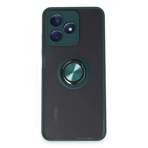 Durukar®  Realme C53 Kılıf Montreal Yüzüklü Silikon Kapak - Yeşil