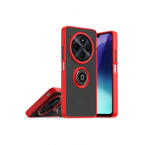 Durukar®  Realme C75 4G Kılıf Montreal Yüzüklü Silikon Kapak - Kırmızı