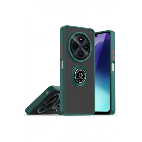 Durukar®  Realme C75 4G Kılıf Montreal Yüzüklü Silikon Kapak - Yeşil