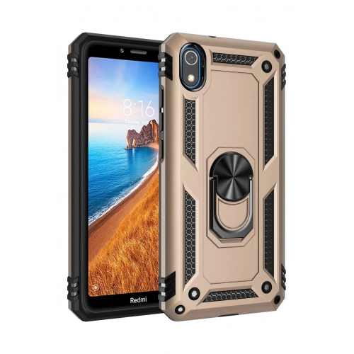 Durukar®   Redmi 7A Kılıf Sofya Yüzüklü Silikon Kapak - Gold