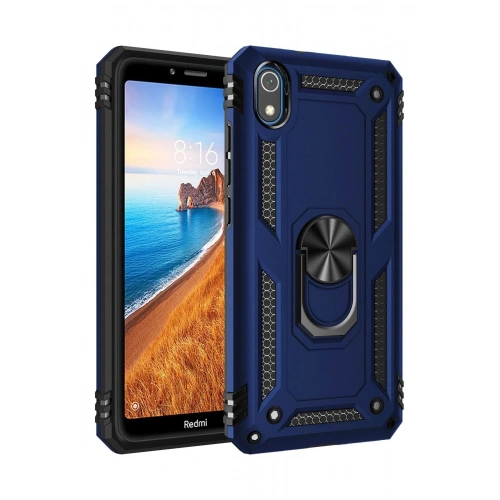 Durukar®   Redmi 7A Kılıf Sofya Yüzüklü Silikon Kapak - Lacivert