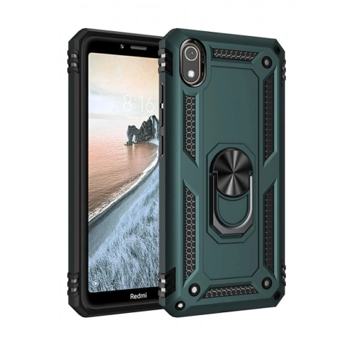 Durukar®   Redmi 7A Kılıf Sofya Yüzüklü Silikon Kapak - Yeşil