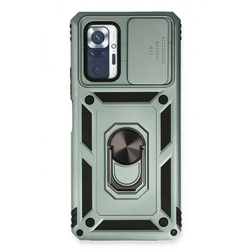 Durukar®   Redmi Note 10 Pro Kılıf Pars Lens Yüzüklü Silikon - Yeşil
