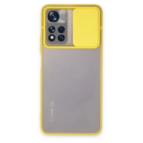 Durukar®   Redmi Note 11 Pro Plus 5G Kılıf Palm Buzlu Kamera Sürgülü Silikon - Sarı